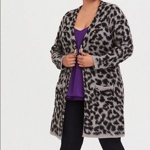 Leopard Gray Sweater Coat